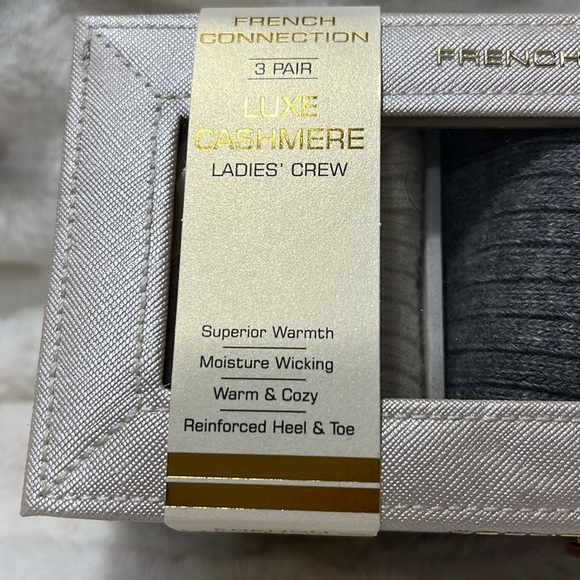Set of 3 French Connection Tan Gray Black Luxe Cashmere Sock Gift Set - Picture 4 of 8